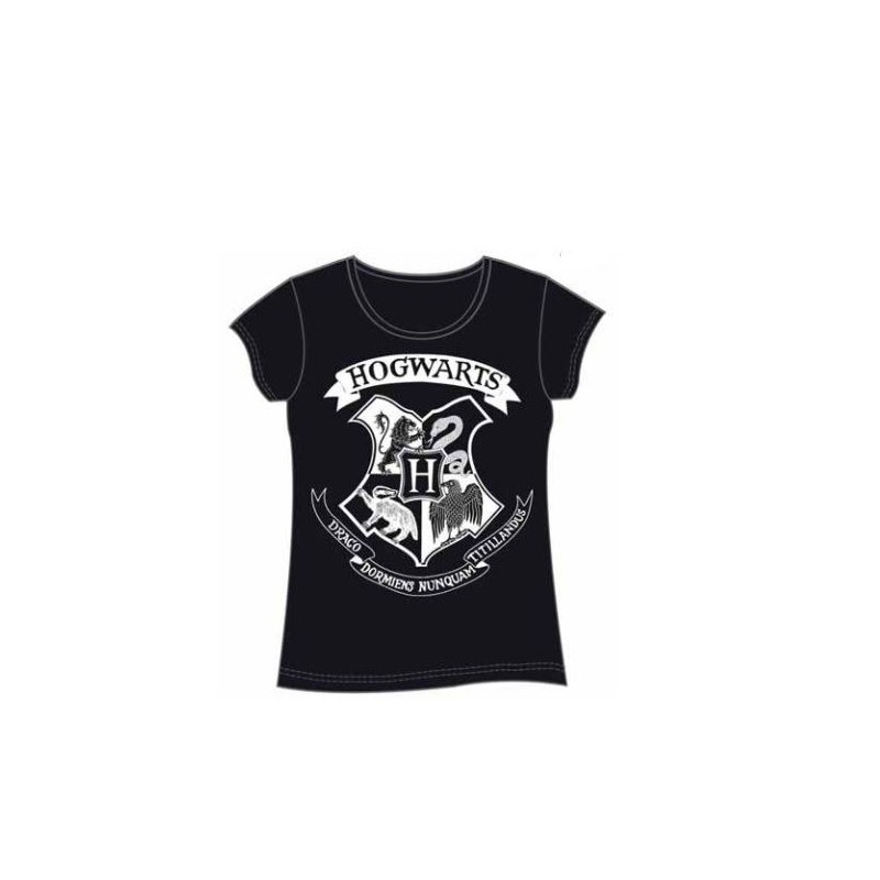 Camiseta Chica Hogwarts Negra Potter