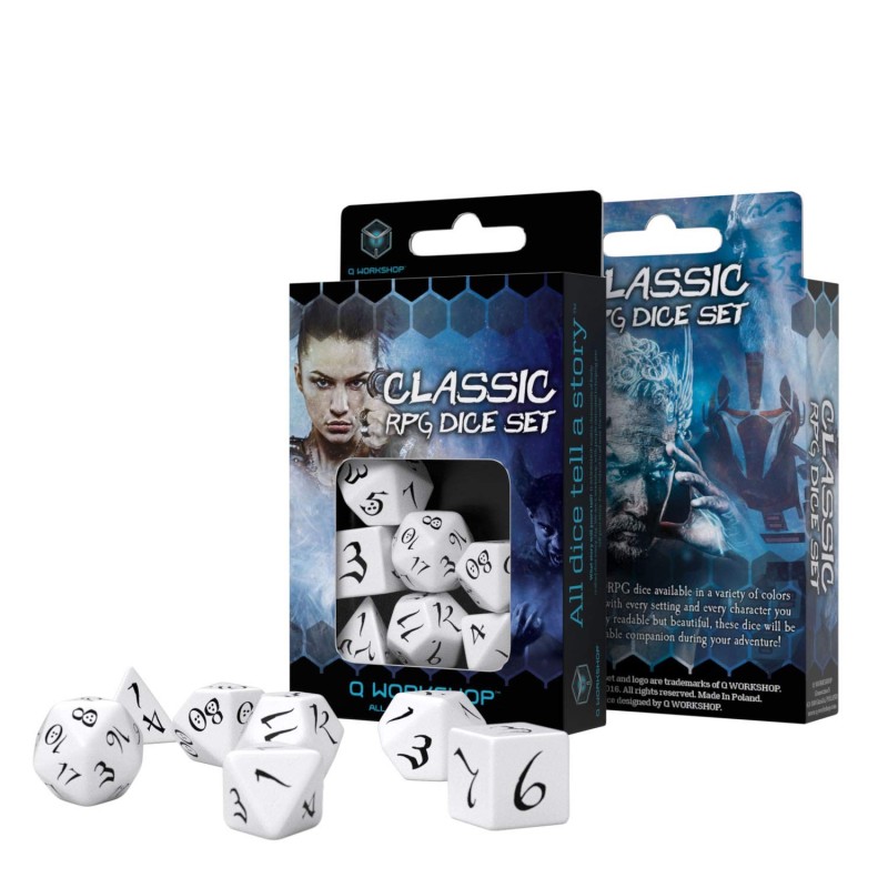 Set Dados Classic RPG White & Black (7 Dados)