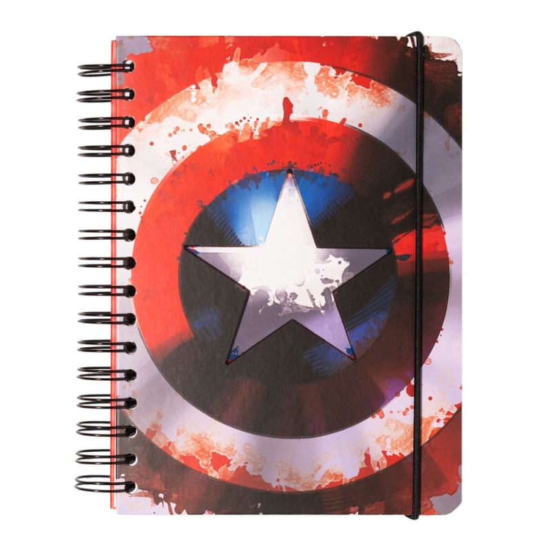 Cuaderno Anillas A5 Escudo Capitán América Marvel