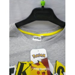 Camiseta Larga Gris Pikachu Rocks Pokemon