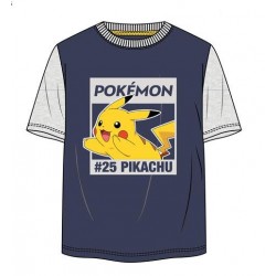 Camiseta Azul y Gris Pikachu 25 Pokemon