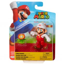 Figura Articulada Mario de Fuego 12 cm con Flor de Fuego Super Mario