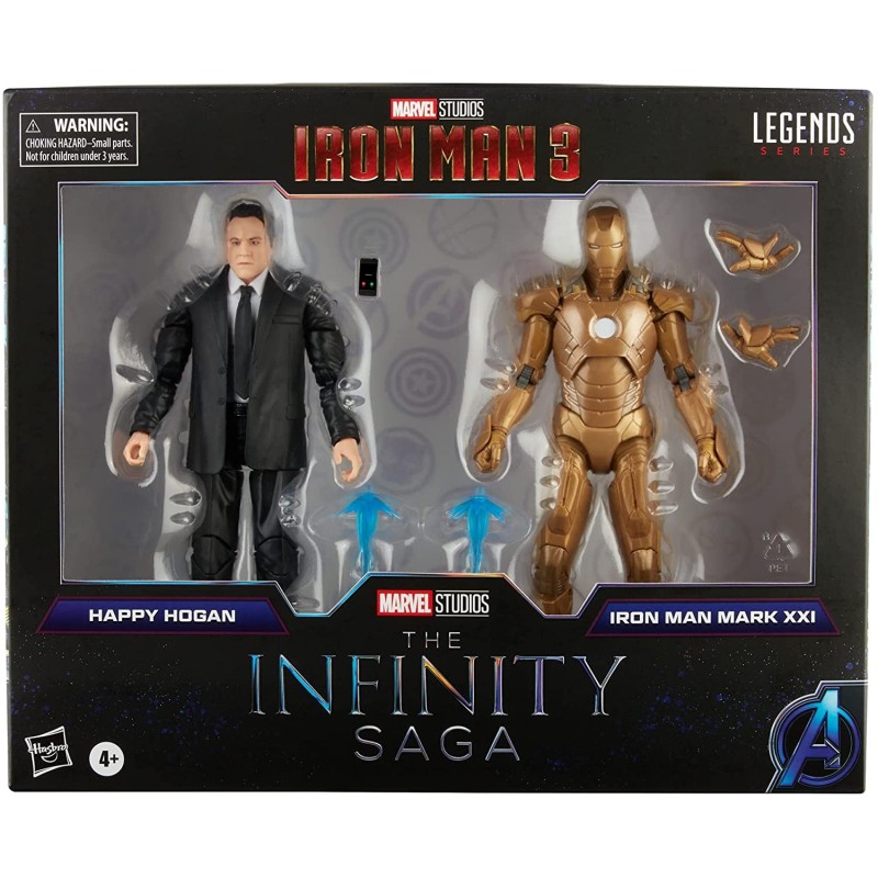 Pack Figuras Articuladas Happy Hogan y Iron Man Mark XXI Iron Man 3 The  Infinity Saga Marvel Legends