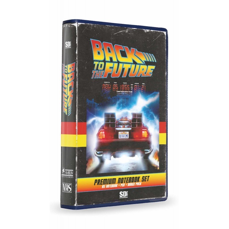 Pack VHS Regreso al Futuro libreta, boligrafo y chapas