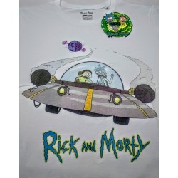 Camiseta Blanca nave Rick y Morty
