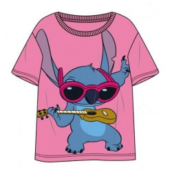 Camiseta Rosa Stitch Guitarra Disney