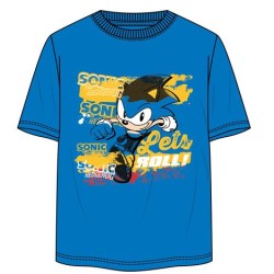 Camiseta Azul Lets Roll Sonic The Hedgehog