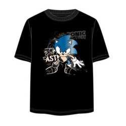 Camiseta Negra Fast Sonic The Hedgehog