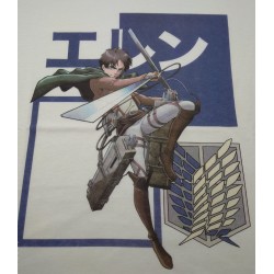 Camiseta Blanca Eren Jaeger Escudo Ataque a los Titanes