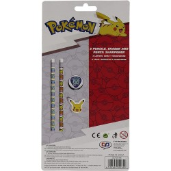 Pack 2 Lápices, Sacapuntas y Goma de Borrar Pokémon