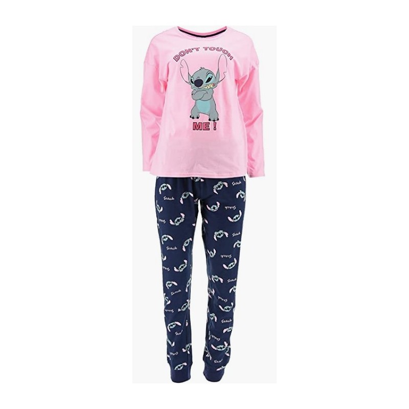 Pijama Largo Rosa y Azul Stitch Disney