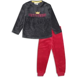 Pijama Largo Coralina Niño Negro y Rojo Gryffindor Harry Potter