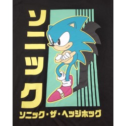 Camiseta Negra Sonic Japonés