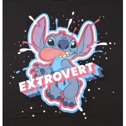 Camiseta Negra Stitch Extrovert Disney