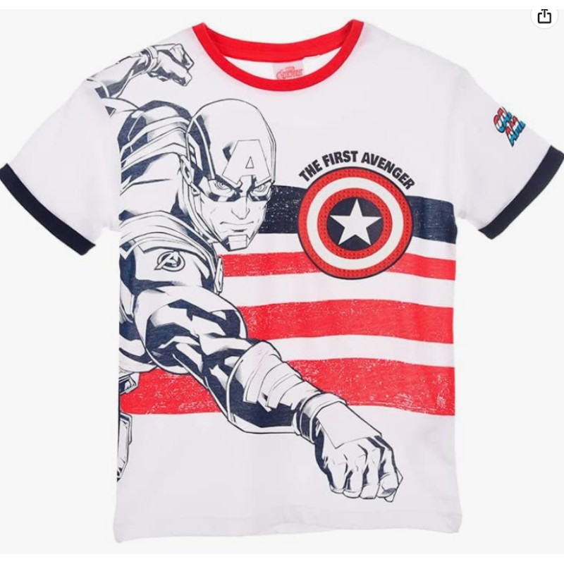 Camiseta Niño Blanca Cap. América Primer Vengador Marvel