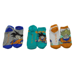 Pack 3 Calcetines Tobilleros Niño Gris, Turquesa y Blanco Dragon Ball Z