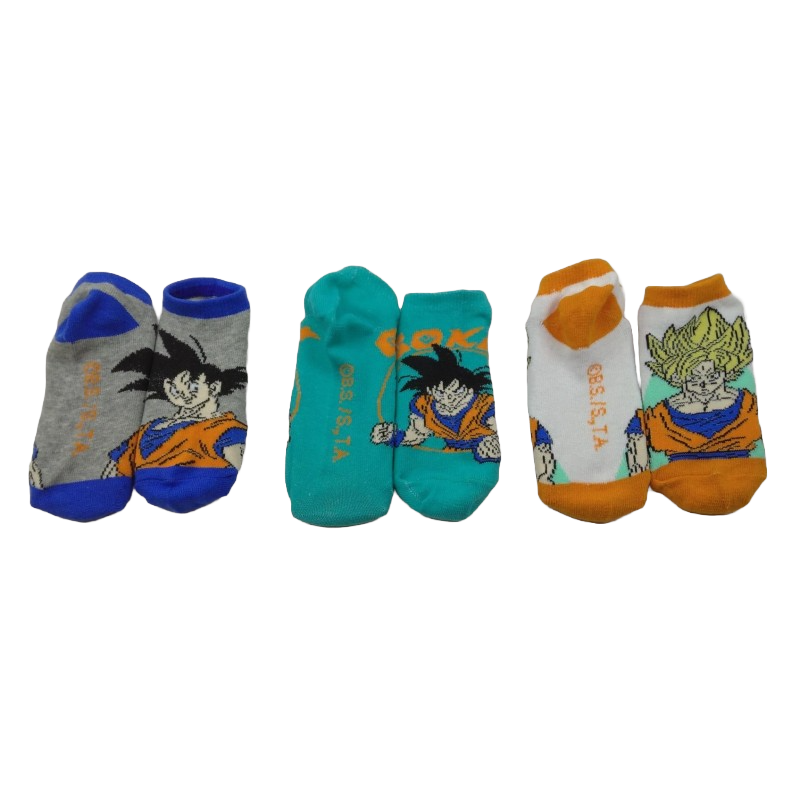 Pack 3 Calcetines Tobilleros Niño Gris, Turquesa y Blanco Dragon Ball Z