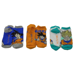 Pack 3 Calcetines Tobilleros Niño Azul, Naranja y Blanco Dragon Ball Z