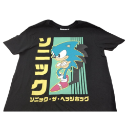 Camiseta Negra Sonic Japonés