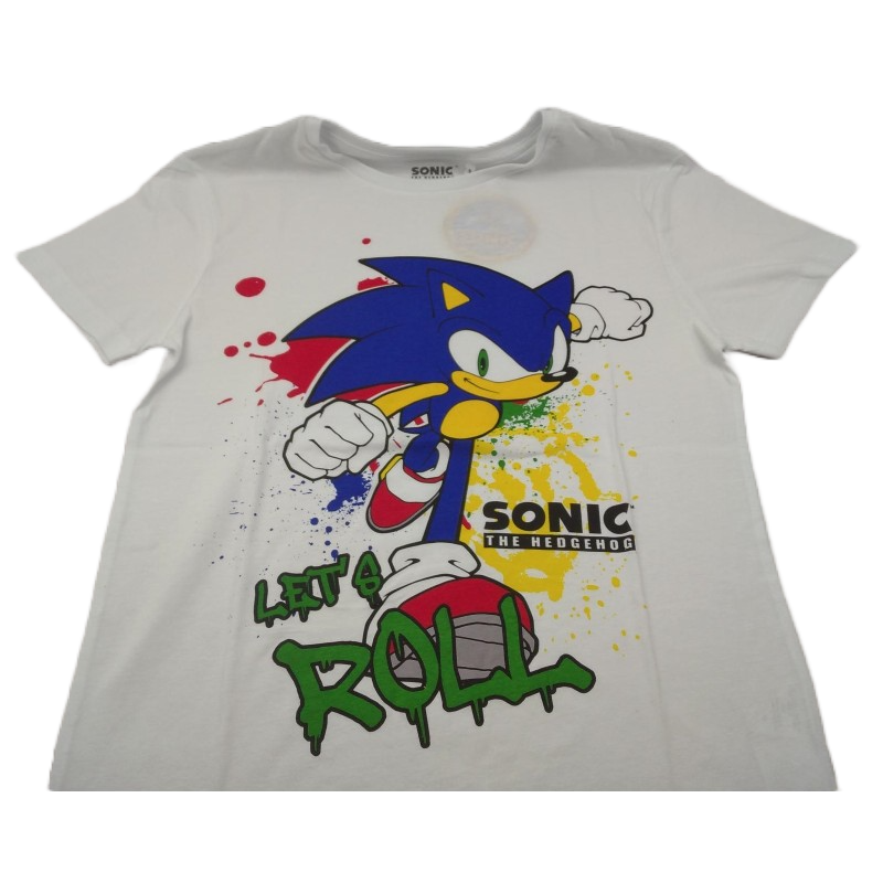 Camiseta Blanca Let's Roll Sonic