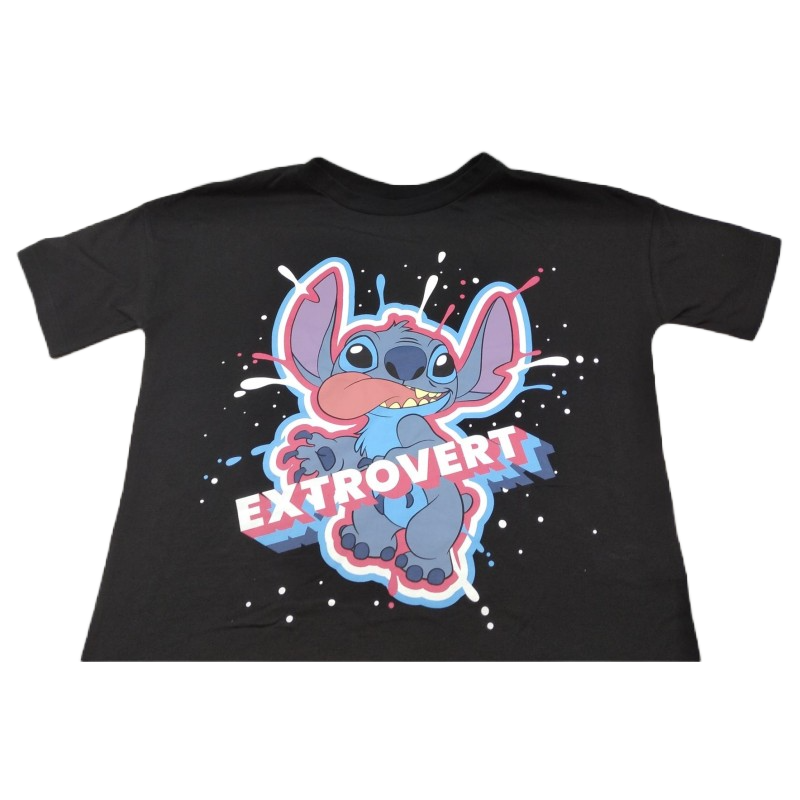 Camiseta Negra Stitch Extrovert Disney