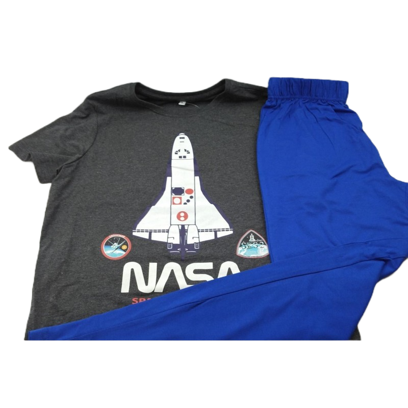 Pijama Manga Corta Gris y Azul Nasa