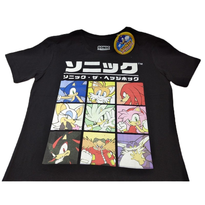 Camiseta Negra Personajes Sonic The Hedgehog