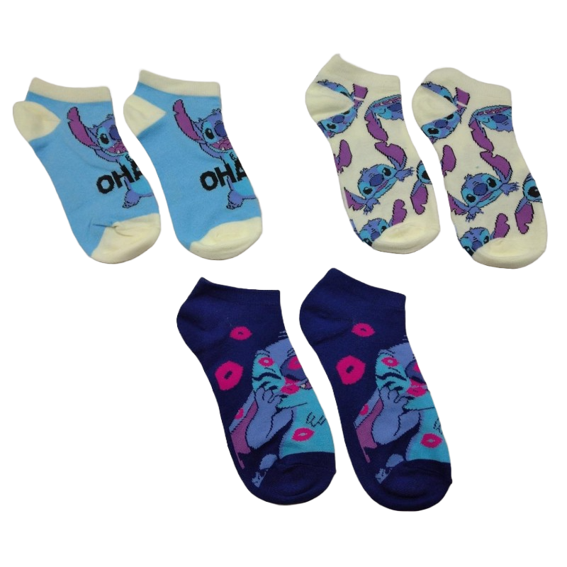 Pack Calcetines Tobilleros Blanco y Azul Stitch Disney