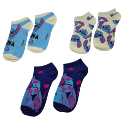 Pack Calcetines Tobilleros Blanco y Azul Stitch Disney