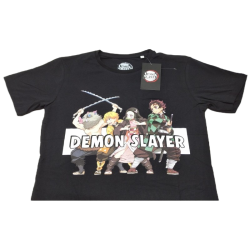 Camiseta Negra Personajes Demon Slayer