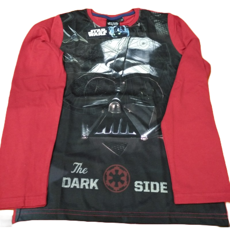 Camiseta Manga Larga Niño Roja y Negra Darth Vader Star Wars