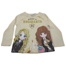 Camiseta Niña Manga Larga Beige Hogwarts Harry Potter