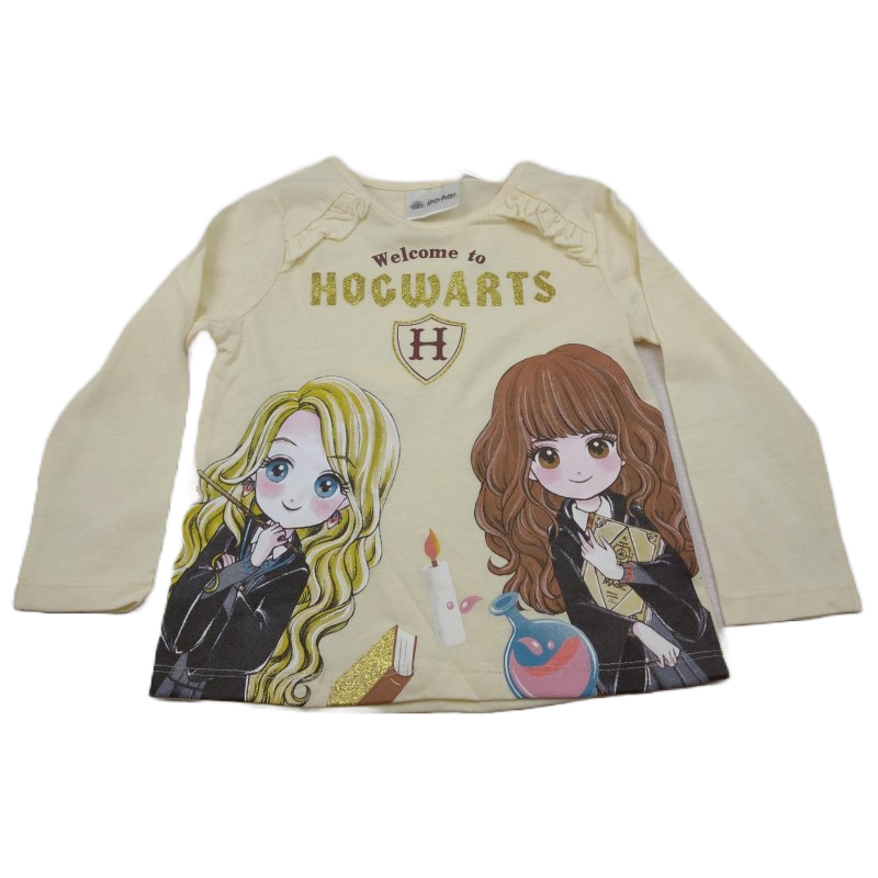 Camiseta Niña Manga Larga Beige Hogwarts Harry Potter