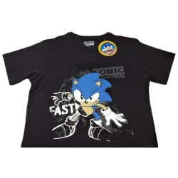 Camiseta Negra Fast Sonic The Hedgehog