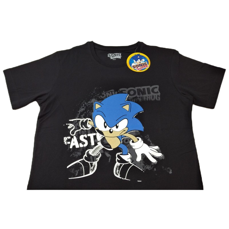 Camiseta Negra Fast Sonic the Hedgehog