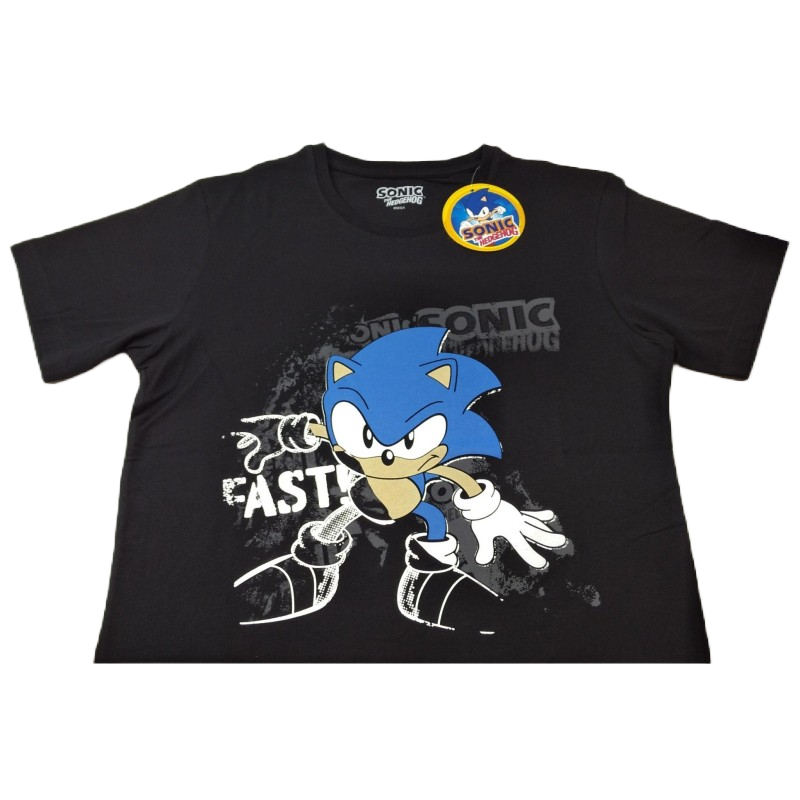 Camiseta Negra Fast Sonic The Hedgehog