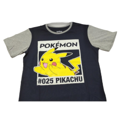 Camiseta Azul y Gris Pikachu 25 Pokemon