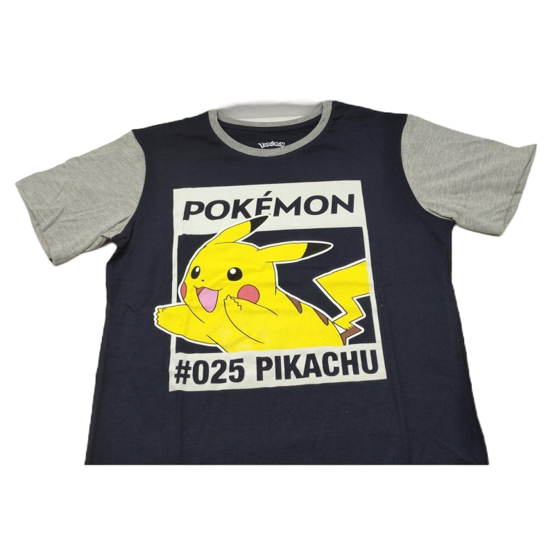 Camiseta Azul y Gris Pikachu 25 Pokemon