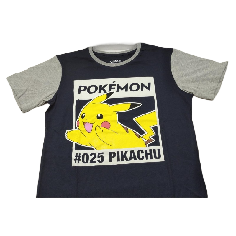 Camiseta Azul y Gris Pikachu 025 Pokemon