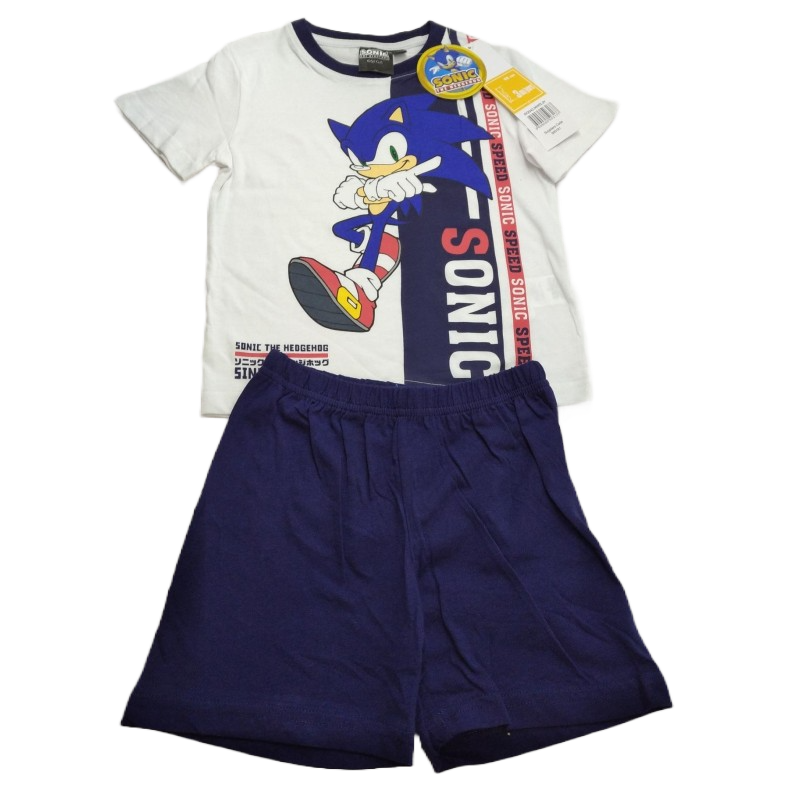 Pijama Corto Niño Blanco y Azul Sonic the Hedgehog