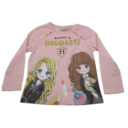 Camiseta Niña Manga Larga Rosa Hogwarts Harry Potter