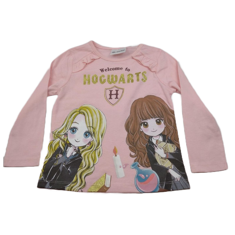 Camiseta Niña Manga Larga Rosa Hogwarts Harry Potter