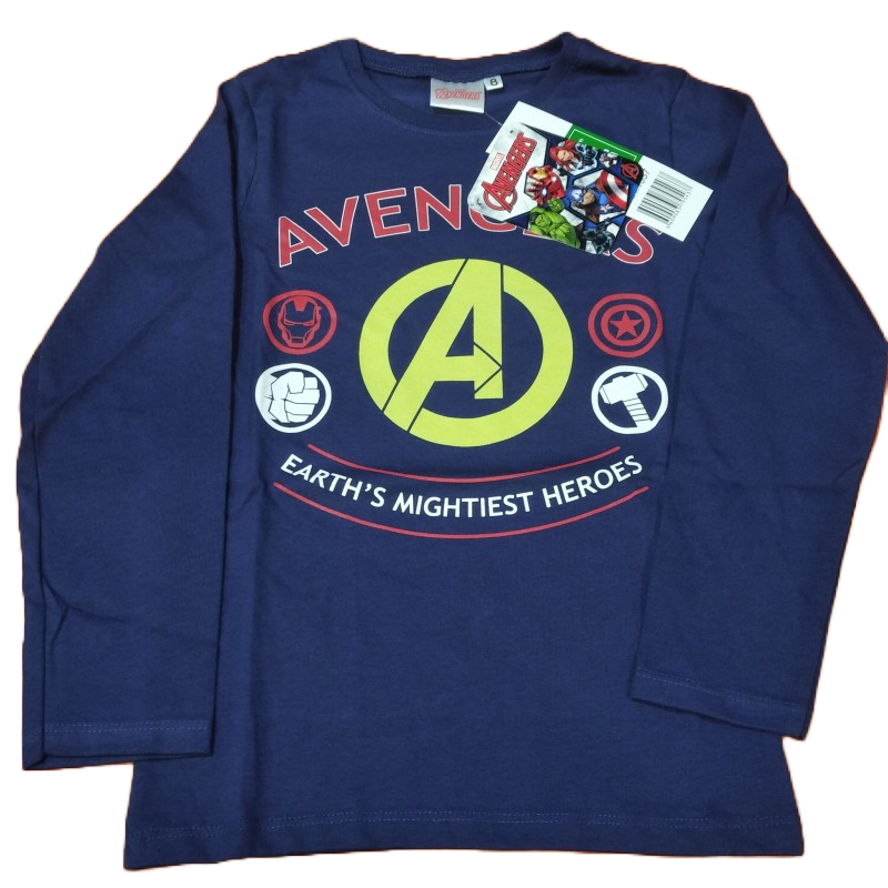 Camiseta Manga Larga Niño Azul Oscuro Logo Avengers Marvel