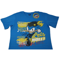 Camiseta Azul Lets Roll Sonic the Hedgehog