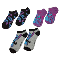 Pack Calcetines Tobilleros Gris y Morado Stitch Disney