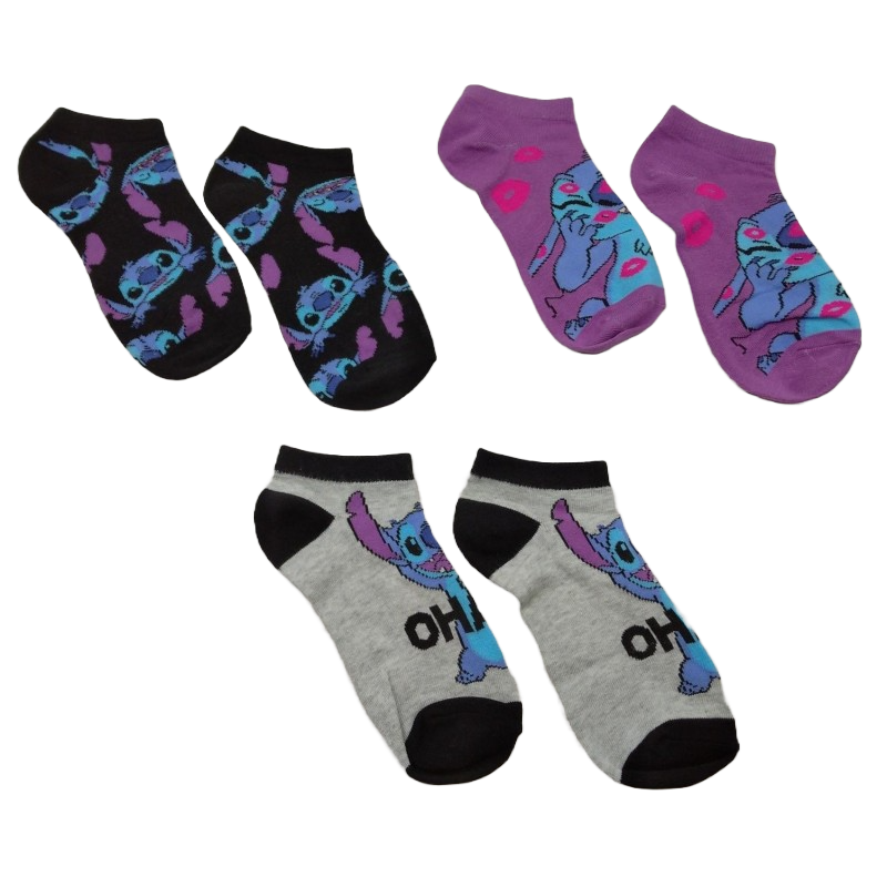 Pack Calcetines Tobilleros Gris y Morado Stitch Disney