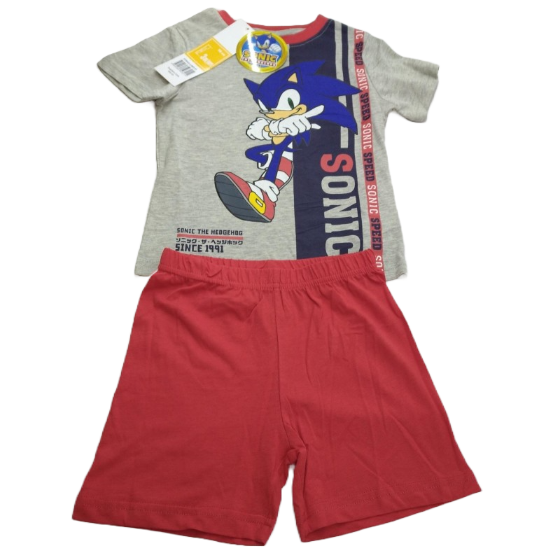 Pijama Corto Niño Rojo y Gris Sonic the Hedgehog