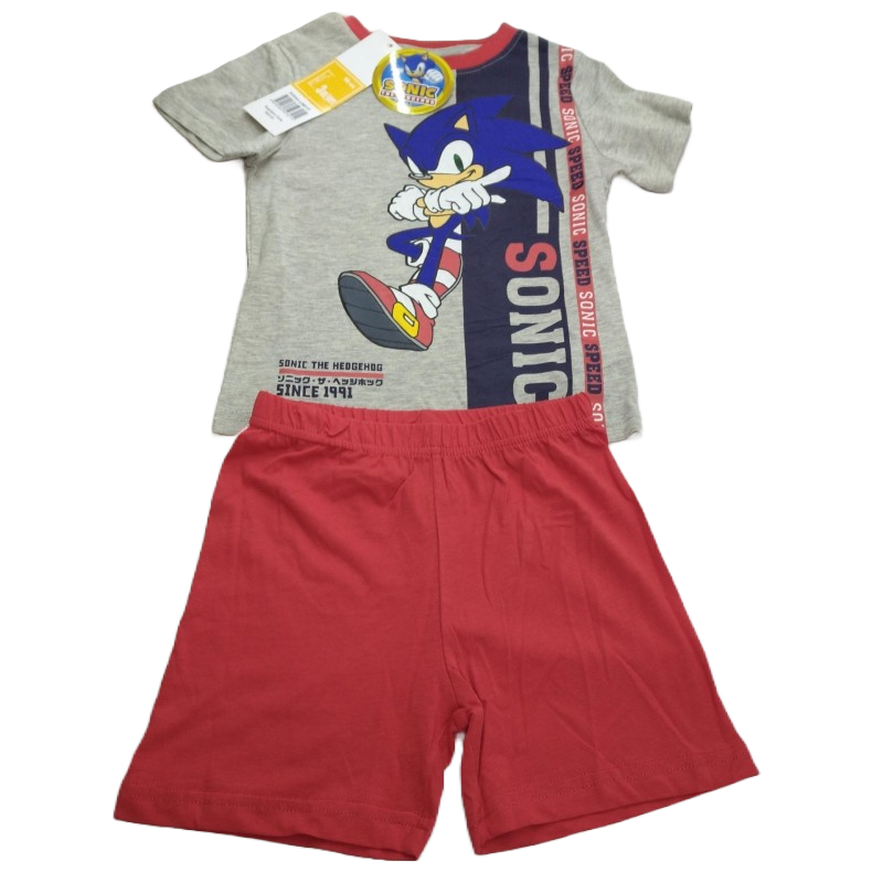 Pijama Corto Niño Rojo y Gris Sonic The Hedgehog