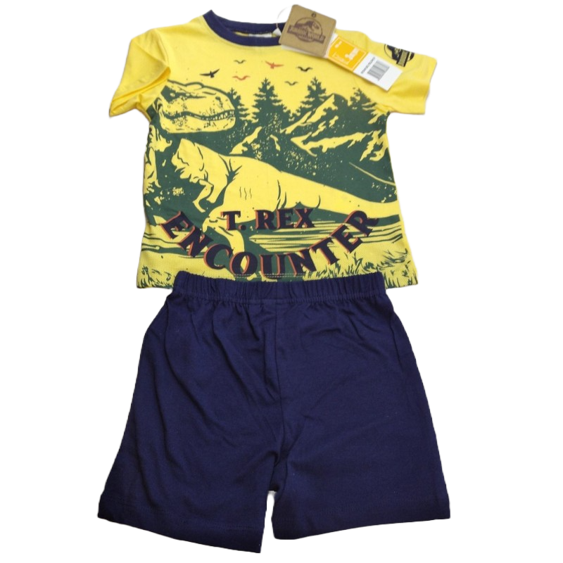 Pijama Corto Niño Amarillo y Azul Oscuro T-Rex Jurassic World