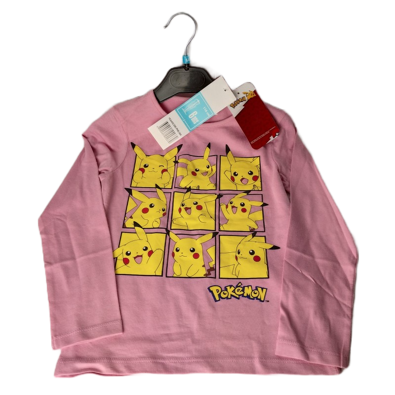 Camiseta Niño Manga Larga Rosa Pikachu Pokemon